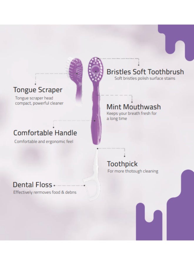 IRIS Portable Travel Toothbrush Set With Toothpaste, Tongue Scraper, And Floss - 15 Pieces - Image 3